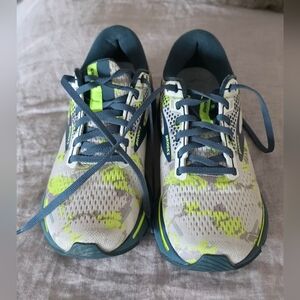 Women's Brooks Ghost 14  - Blue/Gray with Green/,Yellow Accents